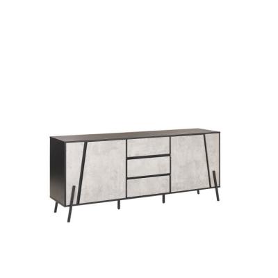 Commode &agrave; 3 tiroirs et 2 &eacute;tag&egrave;res au style industriel et minimaliste