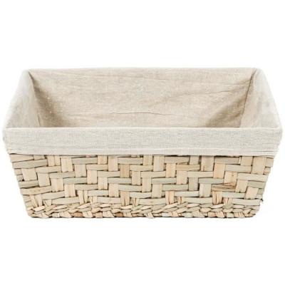 COMPACTOR Panier fiesta beige en jonc tresse avec tissu en lin gm