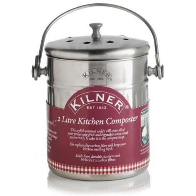 KILNER Composteur en inox avec 2 filtres &agrave;&nbsp; charbon 2l accessoires