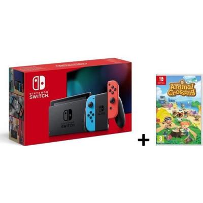 Console de salon - Nintendo - Switch V2 - Rouge n&eacute;on et Bleu n&eacute;on - 32 Go - Animal Crossing 