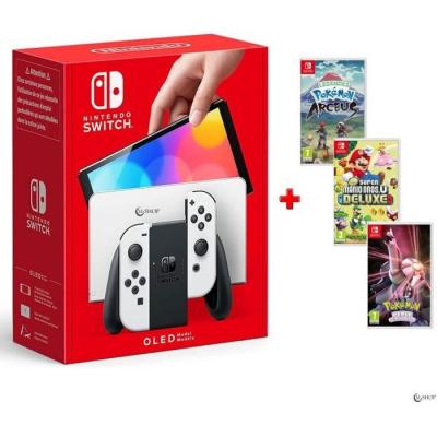 Console portable - Nintendo - Switch OLED - &Eacute;cran OLED - Support ajustable - 3 jeux inclus 