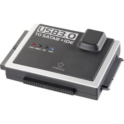 Convertisseur USB 3.0 - RENKFORCE - SATA/IDE - 1x USB 3.0 m&acirc;le - 1x IDE femelle 40 p&ocirc;les - Noir