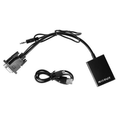 Convertisseur VGA vers HDMI C&acirc;ble adaptateur num&eacute;rique HD 1080P Vid&eacute;o Audio Ligne Signal analogique 