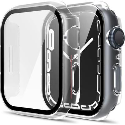 PHONILLICO Coque compatible apple Watch 41mm Serie 7 - Protection rigide &eacute;tui transparent &eacute;cran verre tremp&eacute;