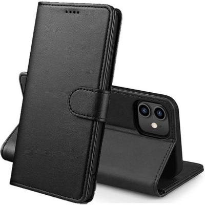 Coque pour iPhone 12 / 12 PRO (6,1) - Portefeuille Noir Rabat Clapet Aimant&eacute; Rangement Cartes []