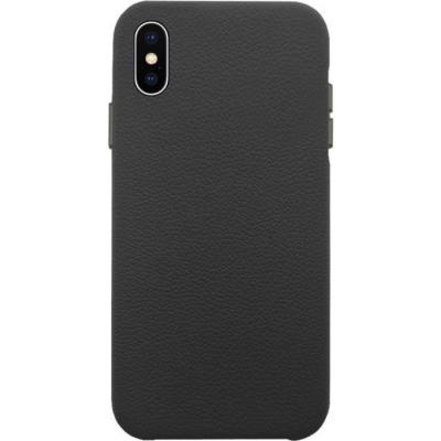 EVETANE Coque pour iPhone X/Xs effet cuir grain&eacute; Noir