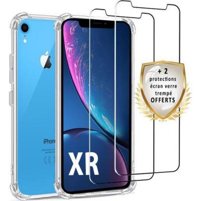 EVETANE Coque pour iPhone XR Antichoc Silicone + 2 Vitres en verre tremp&eacute; []