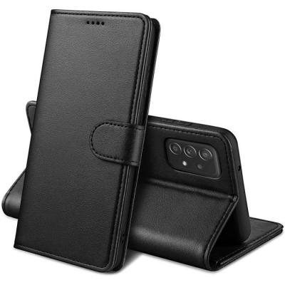PHONILLICO  Coque pour Samsung A52 - Portefeuille Noir Rabat Clapet Aimant&eacute; Rangement Cartes