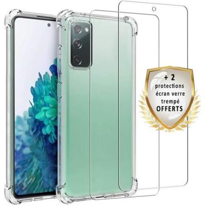 EVETANE Coque pour Samsung Galaxy S20 FE Antichoc Silicone + 2 Vitres en verre tremp&eacute; []