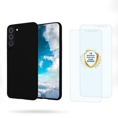 EVETANE Coque pour Samsung Galaxy S22 5g antichoc Noir + 2 vitres - 