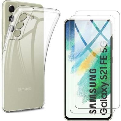 PHONILLICO Coque pour Samsung S21 FE 5G et 2 Verres Tremp&eacute; Film Protection Ecran