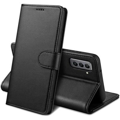 PHONILLICO Coque pour Samsung S22 5G - Portefeuille Noir Rabat Clapet Aimant&eacute; Rangement Cartes