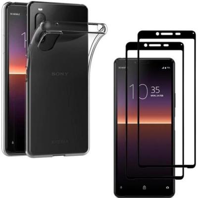 PHONILLICO  Coque pour Sony Xperia 10 II et 2 Verres Trempe Bord Noir Film Protection Ecran
