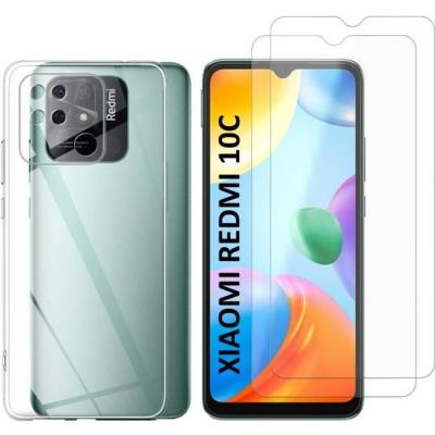 PHONILLICO Coque pour Xiaomi REDMI 10C et 2 Verres Tremp&eacute; Film Protection Ecran