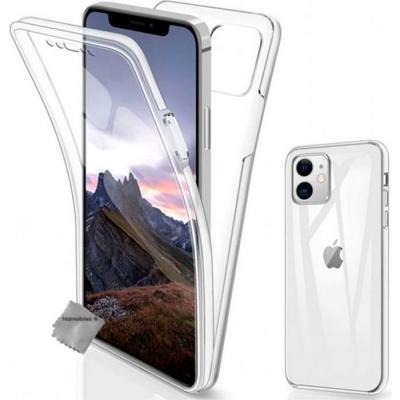 HTDMOBILES Housse Etui Coque Gel 360 Integrale Pour Apple Iphone 12 / 12 Pro + Film Ecran - Transparent