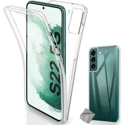 HTDMOBILES Housse Etui Coque Silicone Gel 360 Integrale Samsung Galaxy S22 5g + Film Ecran - Transparent