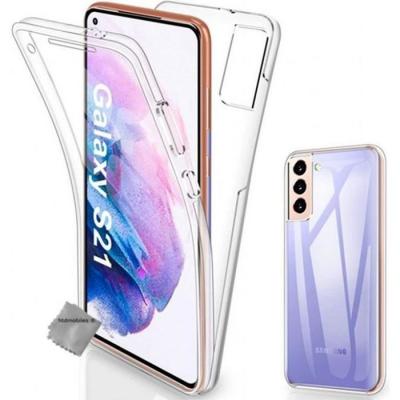 HTDMOBILES Housse Etui Coque Gel 360 Integrale Samsung Galaxy S21 5g + Verre Trempe - Transparent