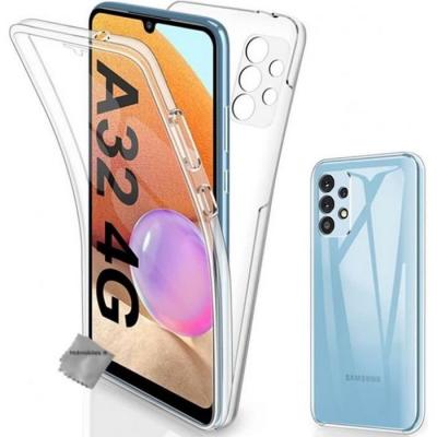 HTDMOBILES Housse Etui Coque Silicone Gel 360 Integrale Samsung Galaxy A32 4g + Film Ecran - Transparent