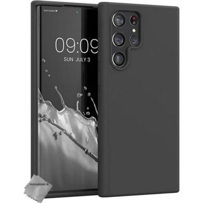HTDMOBILES Housse Etui Coque Silicone Gel Samsung Galaxy S22 Ultra 5g + Verre Trempe - Noir