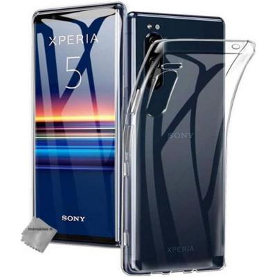 HTDMOBILES Coque silicone gel fine pour Sony Xperia 5 + film ecran - TPU TRANSPARENT