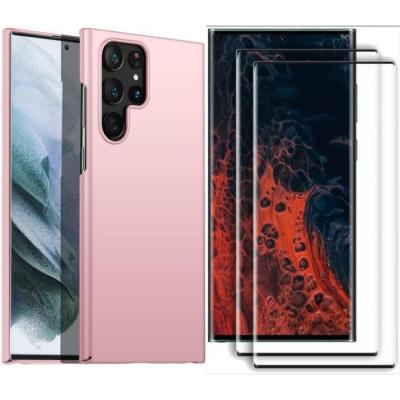 LITTLE BOUTIK Coque Silicone Rose + 2 Verres Trempes Pour Samsung Galaxy S22 Ultra 5G 