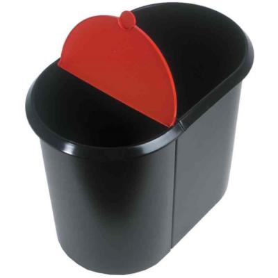 HELIT  corbeille &agrave; papier Duo-System, ovale, PE, noir/rouge