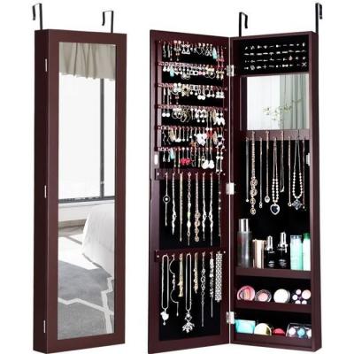 Armoire &agrave; bijoux murale meuble &agrave; bijoux suspendue accroch&eacute;e &agrave; la porte caf&eacute;