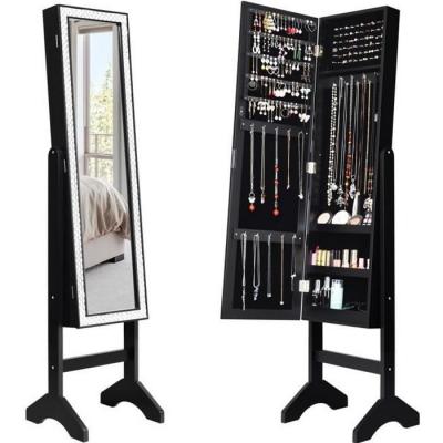Armoire &agrave; bijoux sur pied giantex avec miroirs style romantique noir