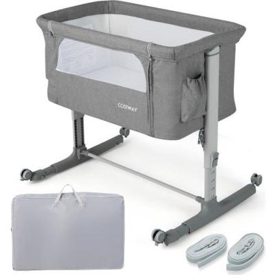 COSTWAY Lit Cododo B&eacute;b&eacute; 3 En 1 Avec Hauteur R&eacute;glable 5 Niveaux, Lit Berceau Inclinaison De 10&deg; Avec Matelas Confortable