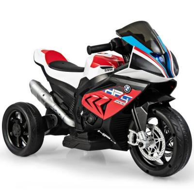 Moto &eacute;lectrique pour enfants BMW - COSTWAY - Rouge - 3-8 ans - Phare lumineux - Musique - 3 roues