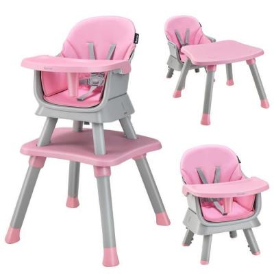 COSTWAY  - Chaise Haute B&eacute;b&eacute; Evolutive 6 en 1 avec Plateau Blocs de Construction Amovible Harnais &agrave; 5 Points,Charge 25kg,6-36 Mois Rose