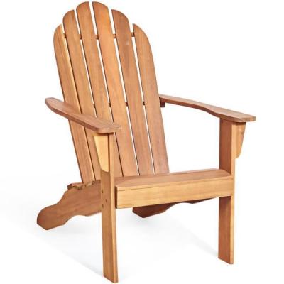COSTWAY Chaise de Jardin Adirondack R&eacute;sistante Dossier Incurv&eacute; Accoudoirs Capacit&eacute; 170 kg en Bois d&rsquo;Acacia 69x88x103cm Naturel