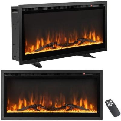 COSTWAY Chemin&eacute;e &Eacute;lectrique Murale avec 9 Couleurs de Flamme 750W/1500W