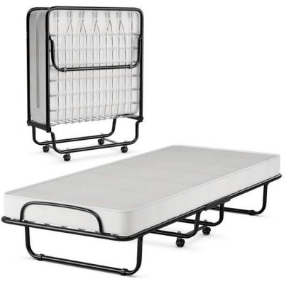 COSTWAY Lit Pliant 80x190 cm avec Matelas en Mousse M&eacute;moire de Forme Lit d&rsquo;Appoint Pliable en Acier avec 4 r