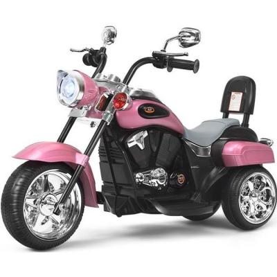 COSTWAY  Moto &Eacute;lectrique 6v Pour Enfants Scooter Avec 3 Roues Effet Sonore Et Lumineux, 3km/H Max, 3 Ans+ Style De Chopper Rose Clair