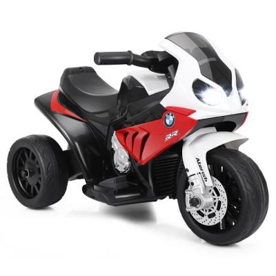 COSTWAY  BMW Moto Electrique pour Enfants 6V/4Ah,3 Km/h avec Phare, Musiques 3 Roues 1,5-3 Ans Rouge