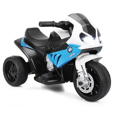 COSTWAY  BMW Moto Electrique pour Enfants 6V/4Ah,3 Km/h avec Phare, Musiques 3 Roues 1,5-3 Ans Bleu
