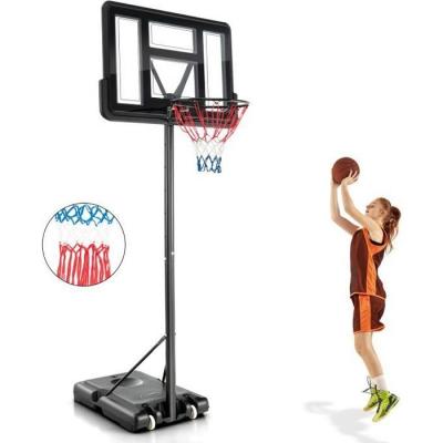 COSTWAY  Panier De Basket-Ball Sur Pied R&eacute;glable En Hauteur 130-305 Cm 12 Niveaux Avec Roulettes Mobile 2 Filets Base De Lestage