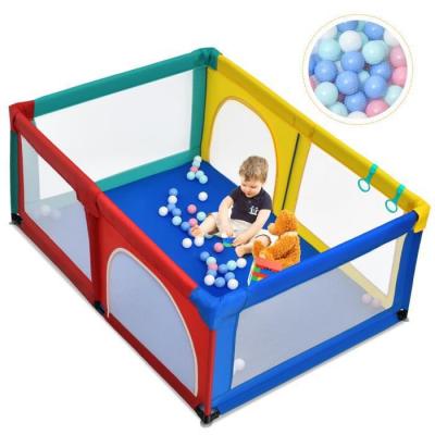 COSTWAY Parc B&eacute;b&eacute; Portable Aevc 50 Boules Color&eacute;es 122 X 192 X 69 Cm Barri&egrave;re De S&eacute;curit&eacute; De Enfants