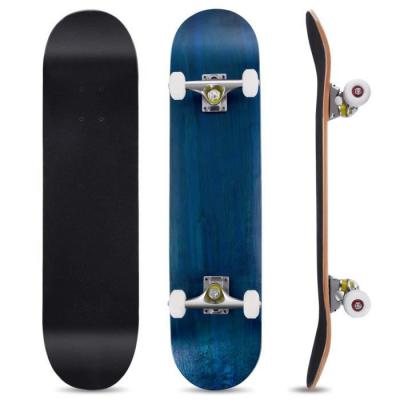  Skateboard GIANTEX &agrave; 4 Roulettes Bleu R&eacute;tro Longboard Planche en plastique cruiser complete roller