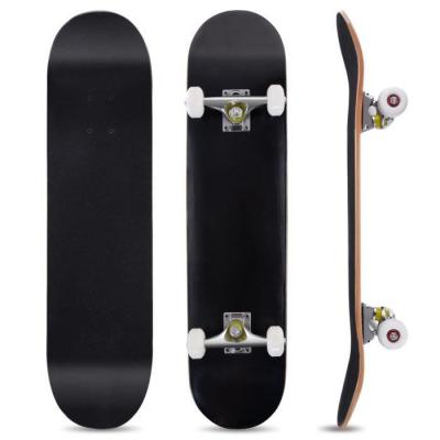 COSTWAY Skateboard GIANTEX &agrave; 4 Roulettes R&eacute;tro Noir Longboard Planche &agrave; roulettes en plastique cruiser complete roller