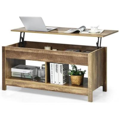 Table Basse avec Plateau Relevable avec Espace de Rangement Cach&eacute; et Etag&egrave;re Inf&eacute;rieur 109 x 47,5 x