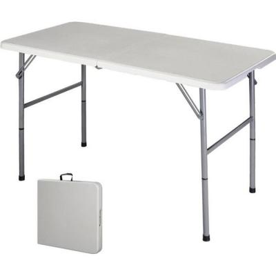 COSTWAY  Table de Camping Portable Table de Jardin Pliable 122 x 61 x 72 CM Blanche Imperm&eacute;able en Plastique Charge Max: 150KG 