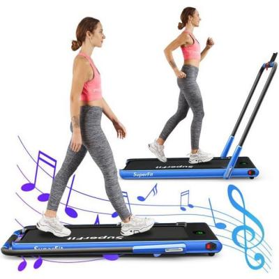 COSTWAY  Tapis de Course Pliable Contr&ocirc;l&eacute; APP Motoris&eacute; 12 Km/H Ecran LED Haut-parleur Bluetooth Moteur 075HP Roues Transport Bleu 