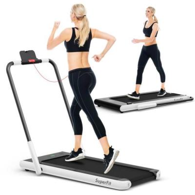 COSTWAY Tapis de Course Pliable 2 en 1 1-12 KM H avec Application -T&eacute;l&eacute;commande - Blanc