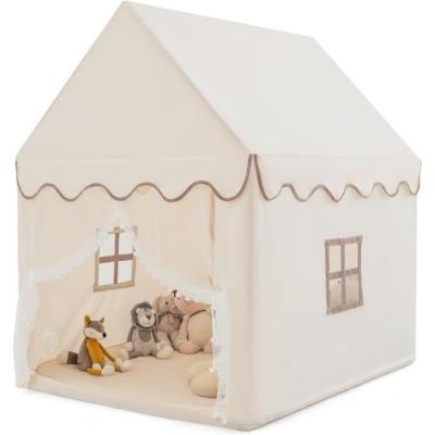 COSTWAY Tente de Jeux pour Enfants Cabane de Style Princesse en Coton Cadeau pour Gar&ccedil;ons et Filles Caf&eacute;