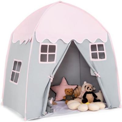 COSTWAY  Tente de Jeu pour Enfants 3 Ans + avec Tapis Antid&eacute;rapant et Sac de Transport Rose/Beige
