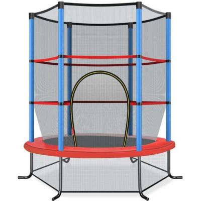 COSTWAY Trampoline de Jardin pour Enfants  - &Oslash;165 cm - Filet de Protection - Structure en Acier Bleu