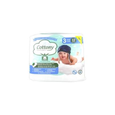 COTTONY  Couches B&eacute;b&eacute; 100% Coton T3 4-9kg 32 unit&eacute;s