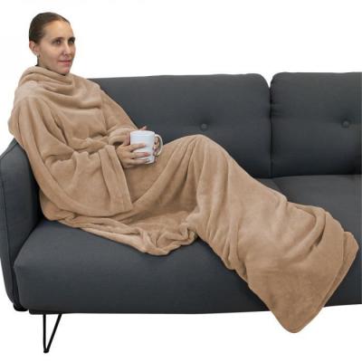 Plaid int&eacute;gral manches et poche - Enfant ou adulte jusqu'&agrave; 1.65m 160x120cm -Beige-